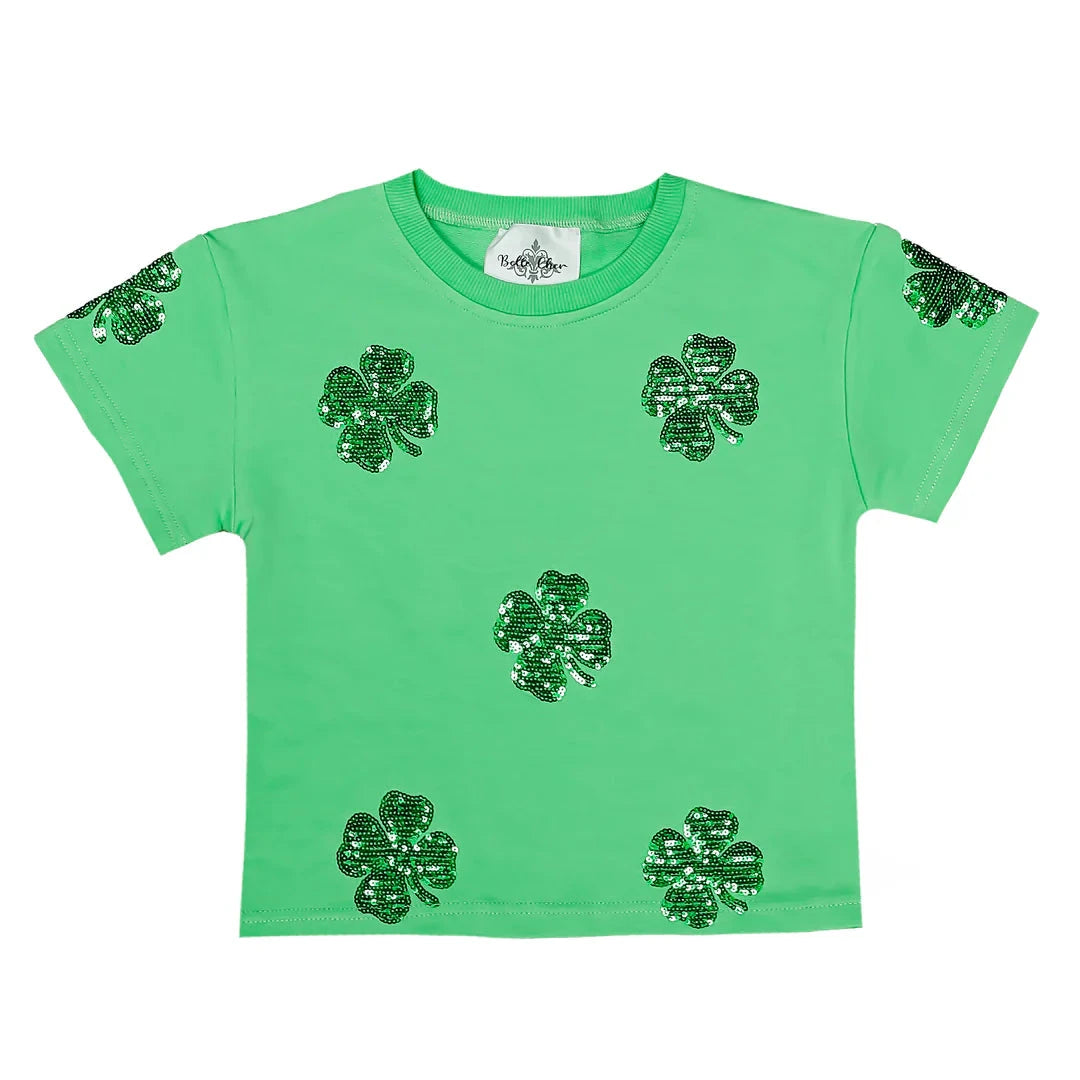 Shamrock Sequins Shirt Girl Shirt Belle Cher 
