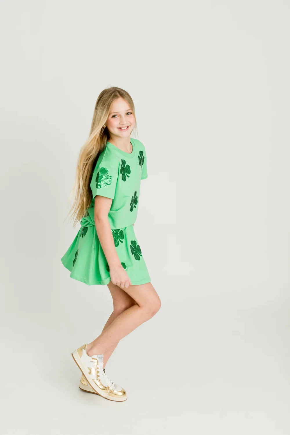 Shamrock Sequins Shirt Girl Shirt Belle Cher 