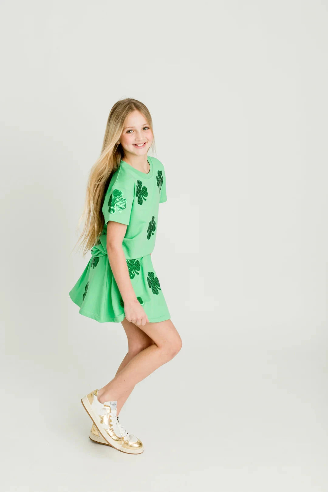 Shamrock Sequins Shirt Girl Shirt Belle Cher 