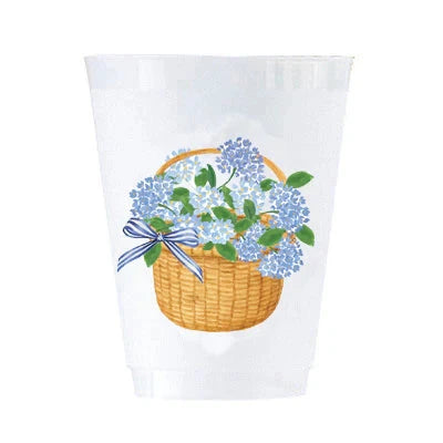 Shatterproof Cups - Blue Hydrangeas Basket Shatterproof Cups WH Hostess 