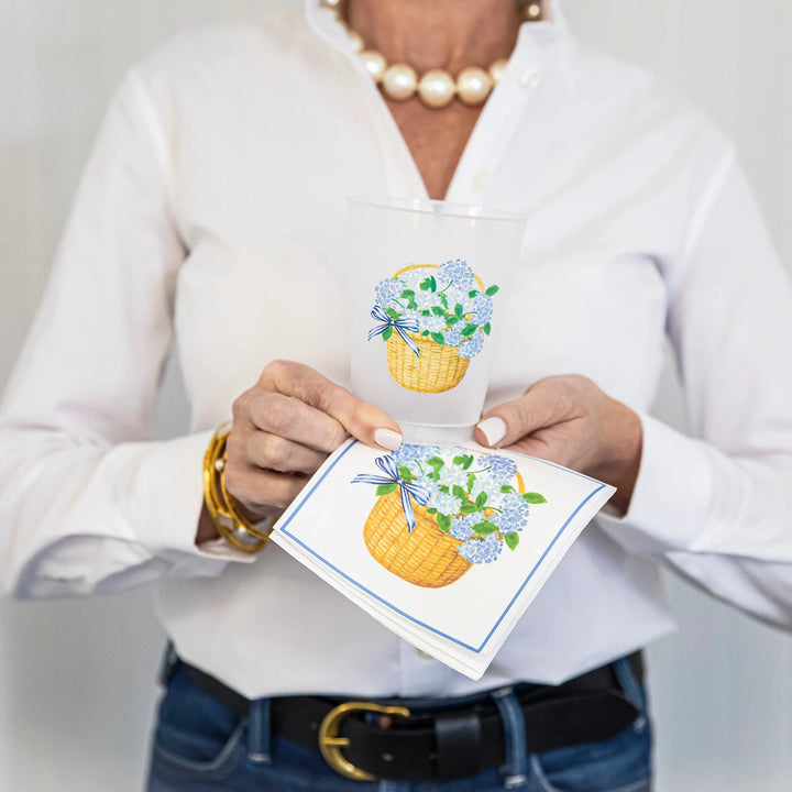Shatterproof Cups - Blue Hydrangeas Basket Shatterproof Cups WH Hostess 