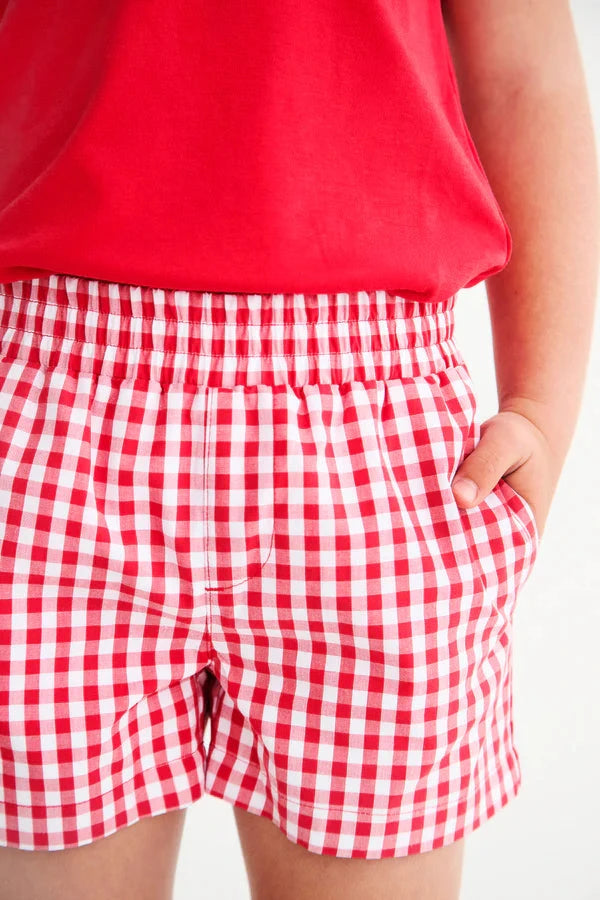 Sheffield Shorts - Richmond Red Gingham Boy Shorts Beaufort Bonnet 