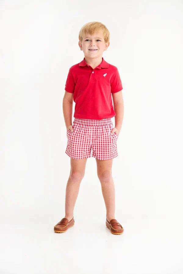 Sheffield Shorts - Richmond Red Gingham Boy Shorts Beaufort Bonnet 