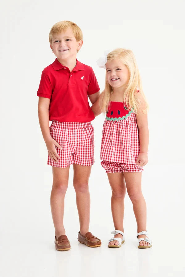 Sheffield Shorts - Richmond Red Gingham Boy Shorts Beaufort Bonnet 