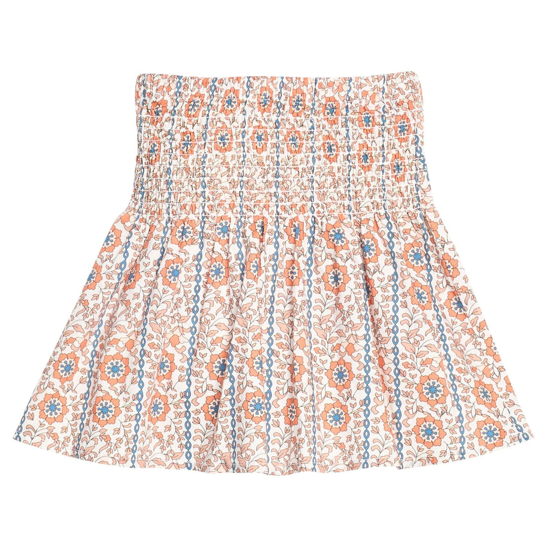 Shirred Circle Skirt - Verbier Vines Orange Girl Skirt Bisby 