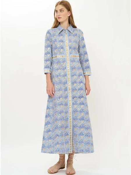 Shirt Dress Maxi - Florence Blue Womens Dress Oliphant 