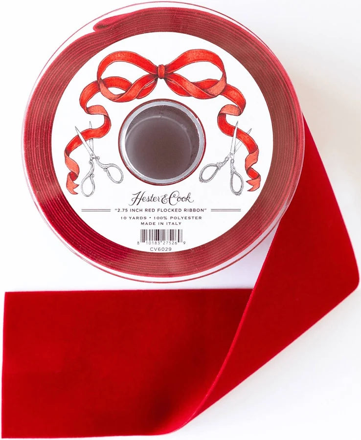 Red Flocked Ribbon - 2.75 Inch