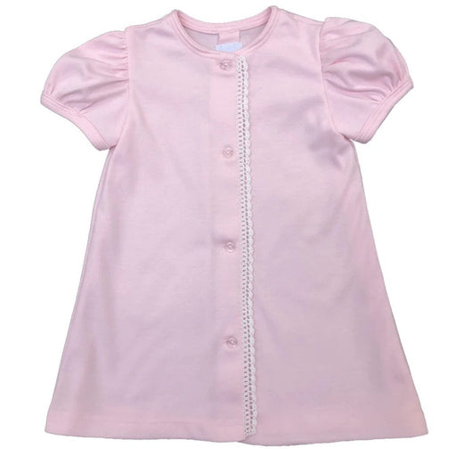 Short Sleeve Crochet Trim Pink Gown Baby Gown Auraluz 
