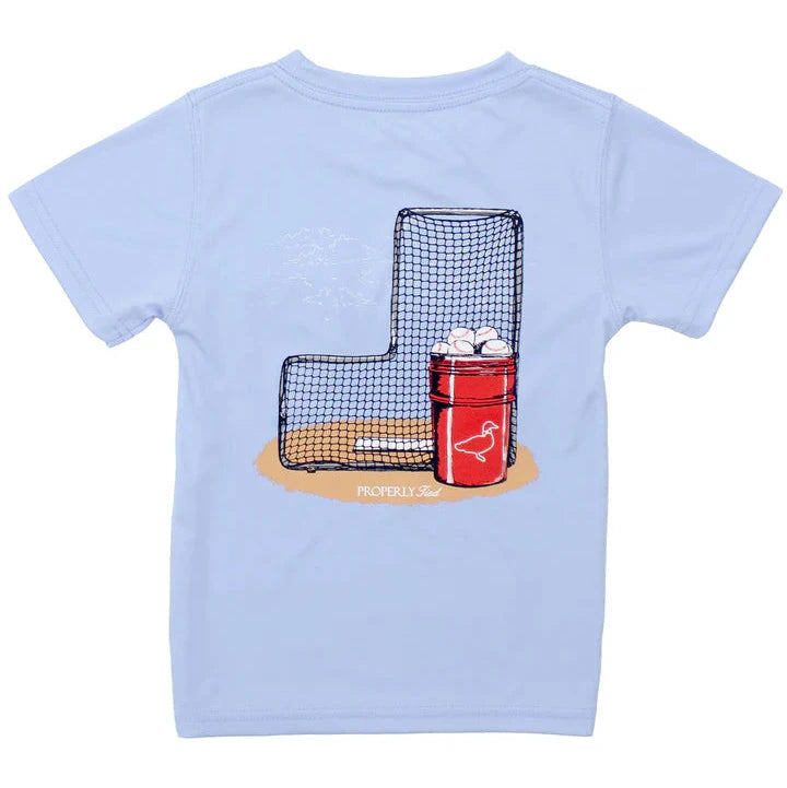 Short Sleeve Tee - Baseball Bucket Light Blue Boy Shirt Properly Tied 