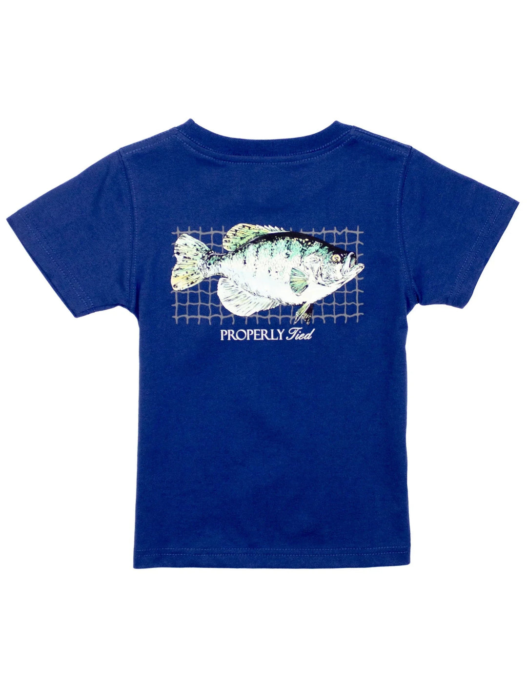 Short Sleeve Tee - Crappie River Blue Boy Shirt Properly Tied 