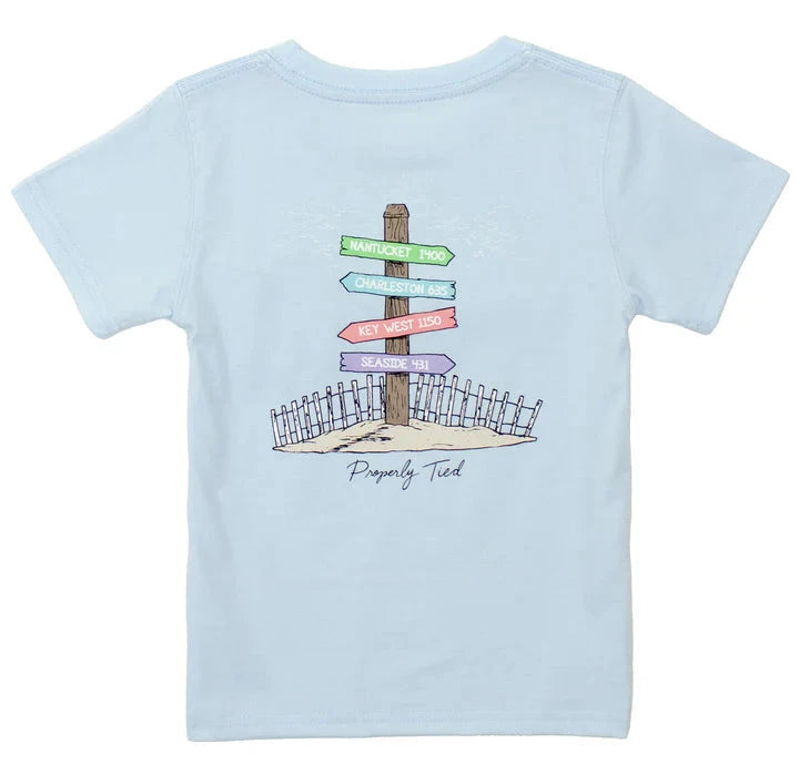 Short Sleeve Tee - Girls Beach Trip on Periwinkle Girl Shirt Properly Tied 