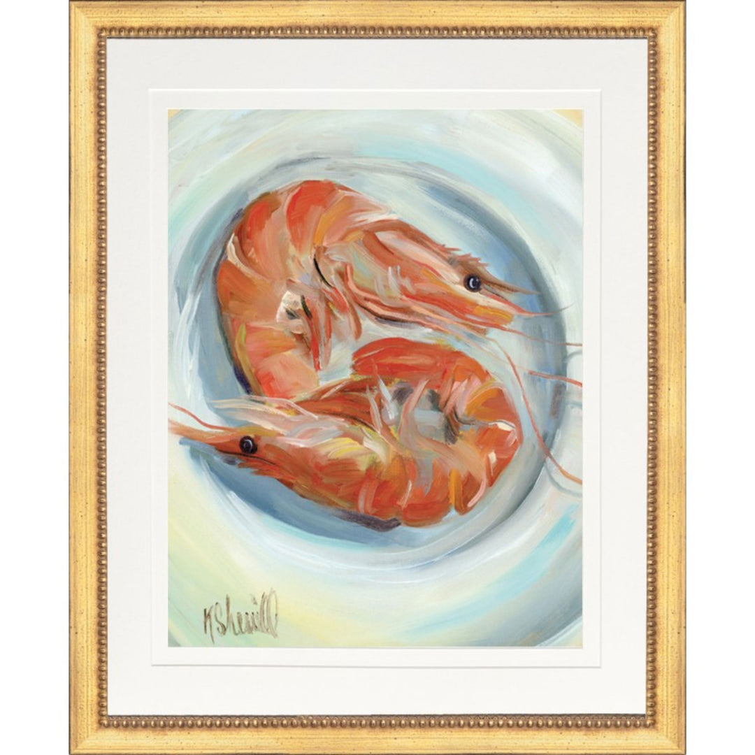 Shrimp on Plate Framed Print 18x22 Artwork The Leonard Collection 