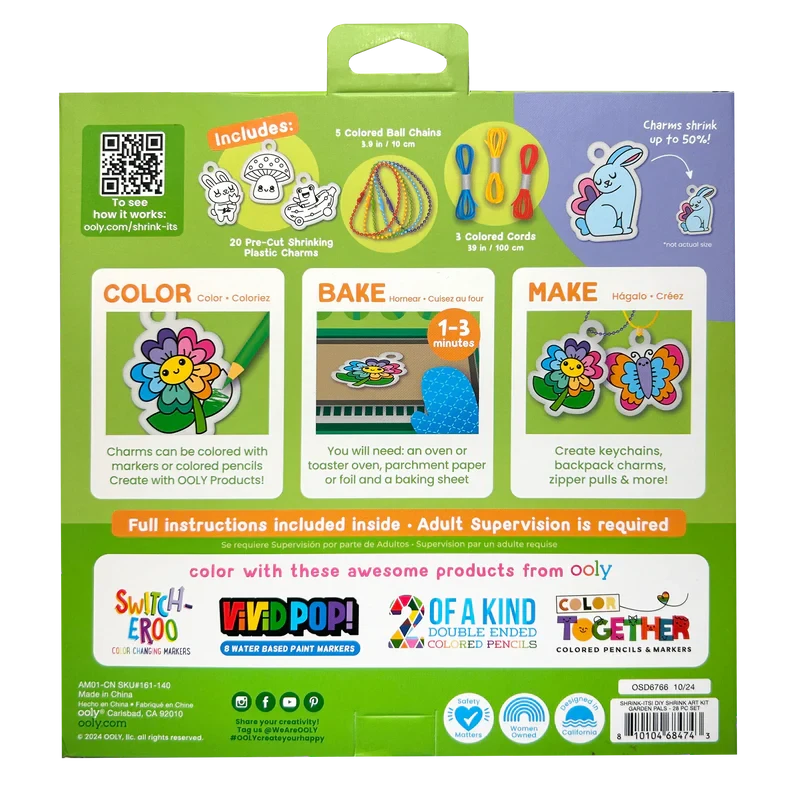 Shrink-its! DIY Shrink Art Kit - Garden Pals Coloring Supplies Ooly 