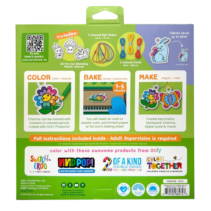 Shrink-its! DIY Shrink Art Kit - Garden Pals Coloring Supplies Ooly 