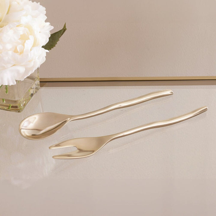 SIERRA MODERN Maia Lg Salad Servers - Shiny Gold Utensil Beatriz Ball 