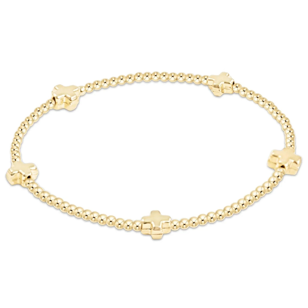 Signature cCross Small Gold Pattern 2mm Bead Bracelet - Gold Womens Bracelet ENewton 