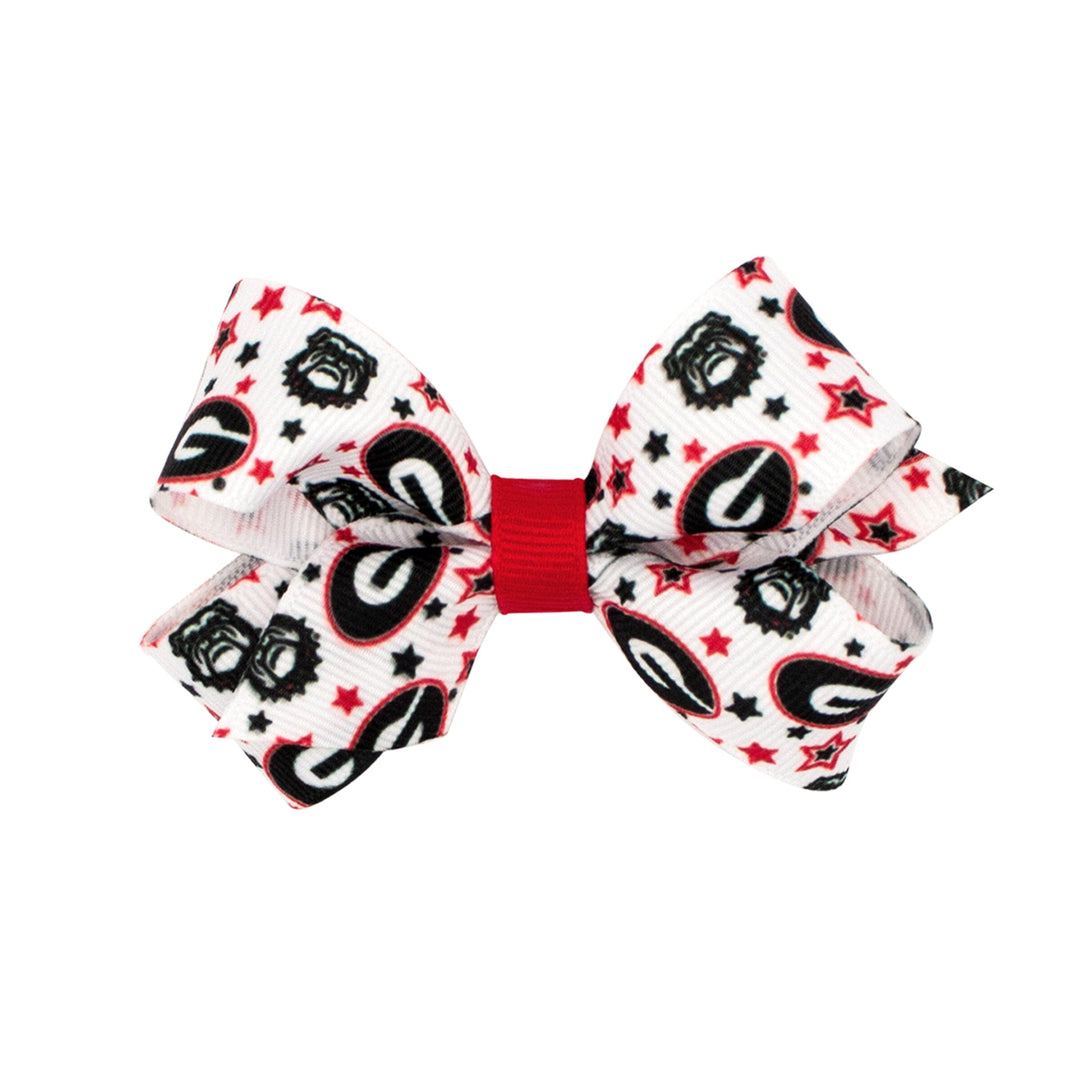Signature Collegiate Logo Print Grosgrain Hair Bow - Mini Hair Bow WeeOnes 