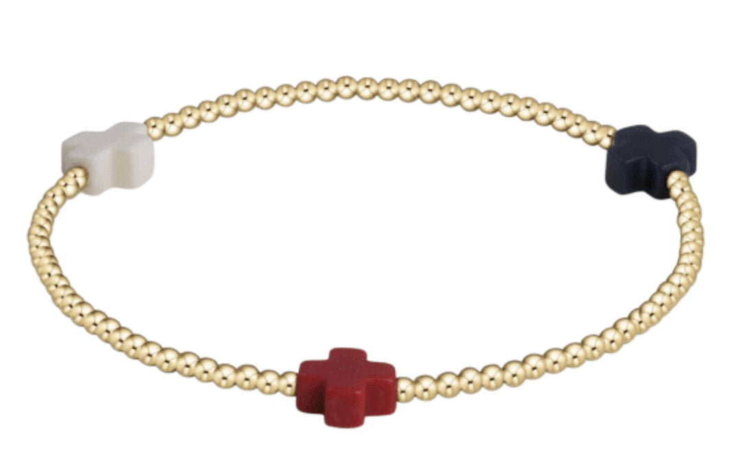 Signature Cross 2mm Bead Bracelet - Firecracker Womens Bracelet ENewton 
