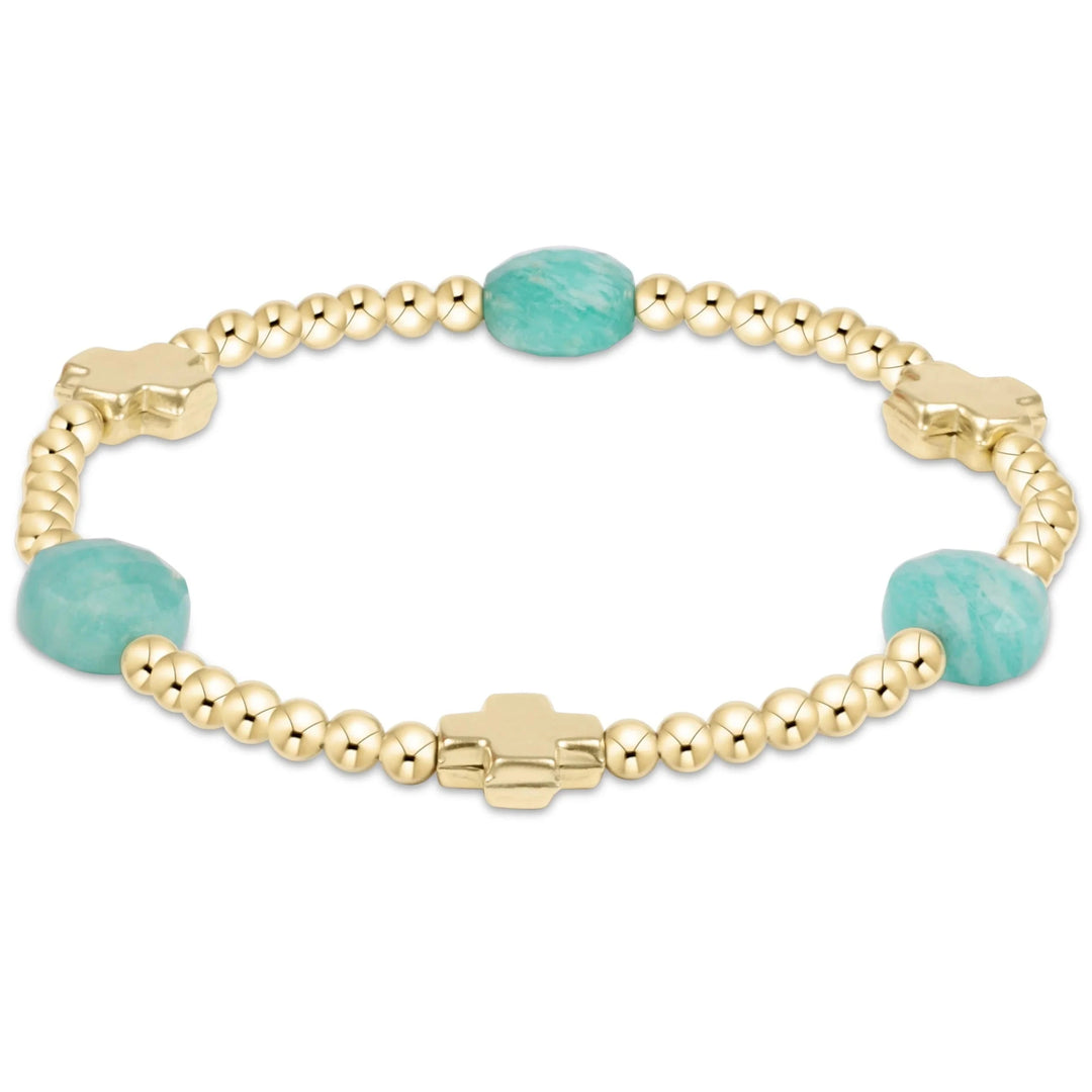 Signature Cross Admire Pattern 3mm Bead Bracelets Womens Bracelet ENewton Amazonite 