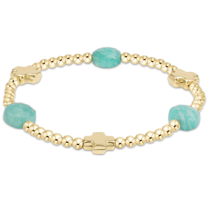 Signature Cross Admire Pattern 3mm Bead Bracelets Womens Bracelet ENewton Amazonite 