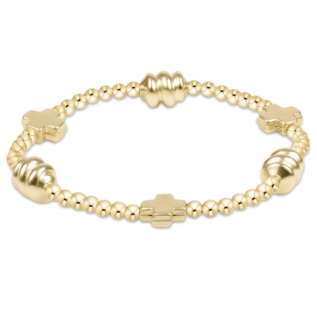 Signature Cross Admire Pattern 3mm Bead Bracelets Womens Bracelet ENewton Gold 