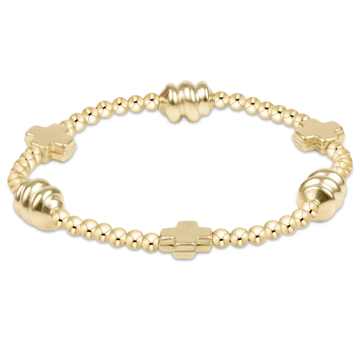 Signature Cross Admire Pattern 3mm Bead Bracelets Womens Bracelet ENewton Gold 