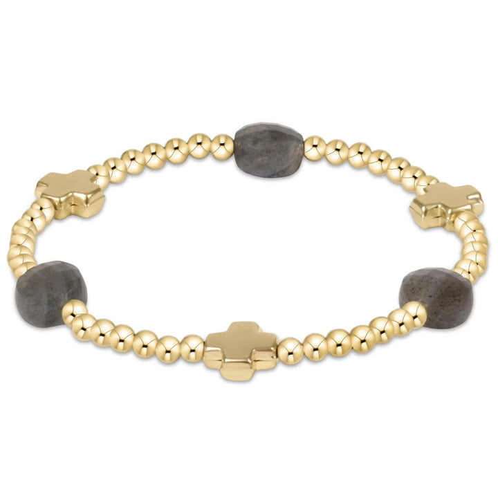 Signature Cross Admire Pattern 3mm Bead Bracelets Womens Bracelet ENewton Labradorite 