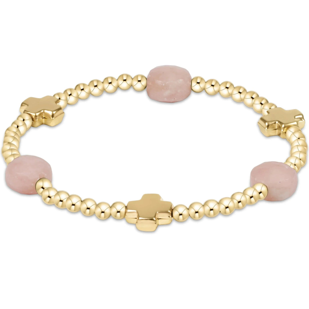Signature Cross Admire Pattern 3mm Bead Bracelets Womens Bracelet ENewton Pink Opal 