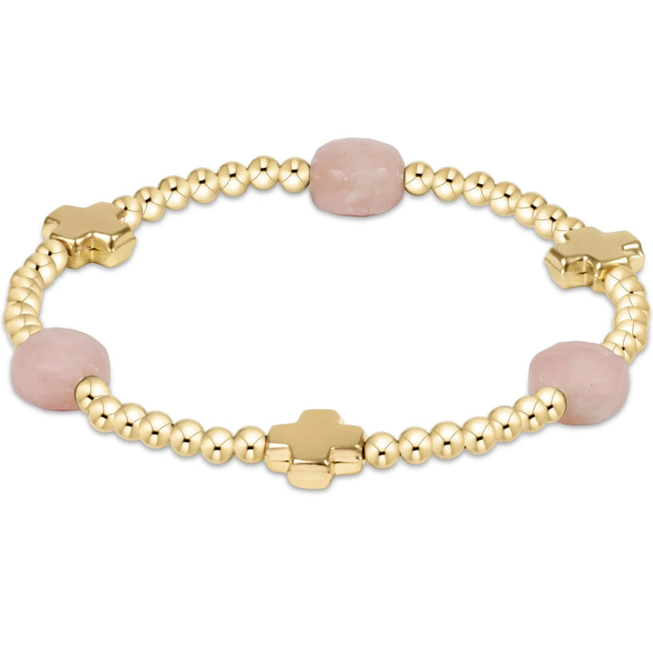 Signature Cross Admire Pattern 3mm Bead Bracelets Womens Bracelet ENewton Pink Opal 
