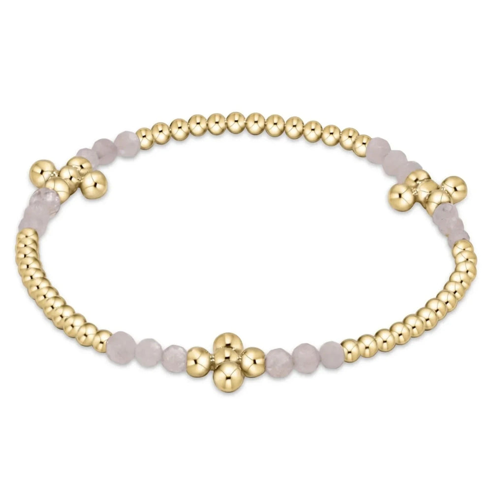 Signature Cross Gold Bliss Pattern 2.5mm Bead Bracelet - Gemstones + Pearl Womens Bracelet ENewton Labradorite 