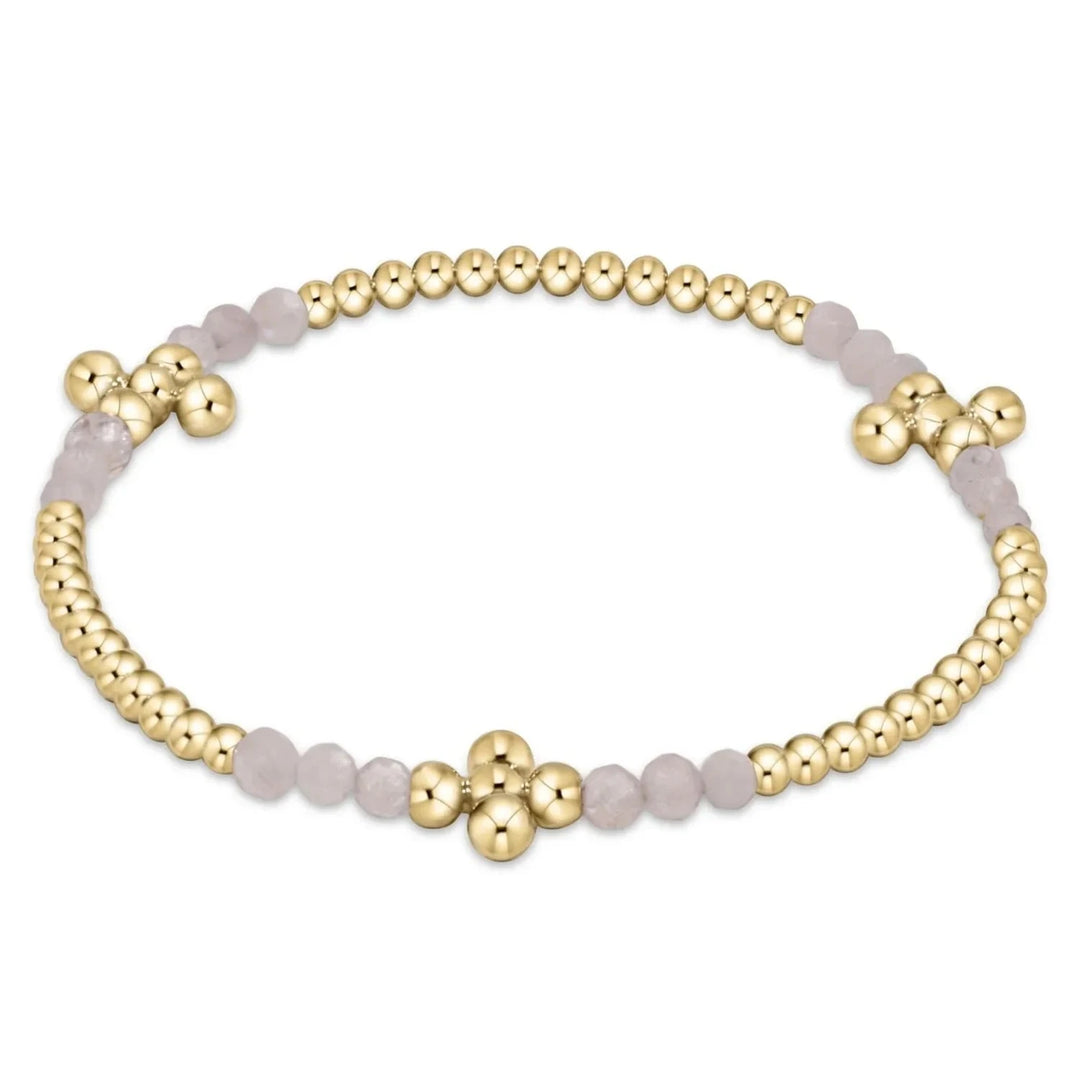 Signature Cross Gold Bliss Pattern 2.5mm Bead Bracelet - Gemstones + Pearl Womens Bracelet ENewton Labradorite 