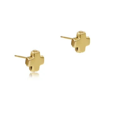 Signature Cross Gold Stud - Thick Womens Earrings ENewton 