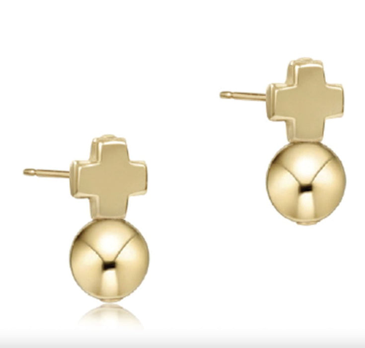 Signature Cross Gold Stud Womens Earrings ENewton Classic Gold 
