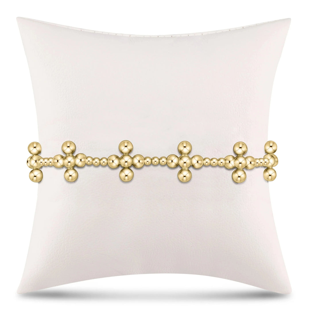 Signature Cross Sincerity Pattern 2.5mm Bead Bracelet - Classic Beaded Signature Cross Gold - 4mm Bead Gold Womens Bracelet ENewton 