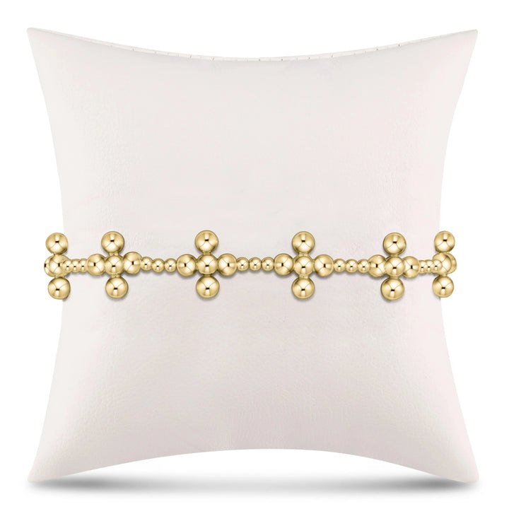 Signature Cross Sincerity Pattern 2.5mm Bead Bracelet - Classic Beaded Signature Cross Gold - 4mm Bead Gold Womens Bracelet ENewton 