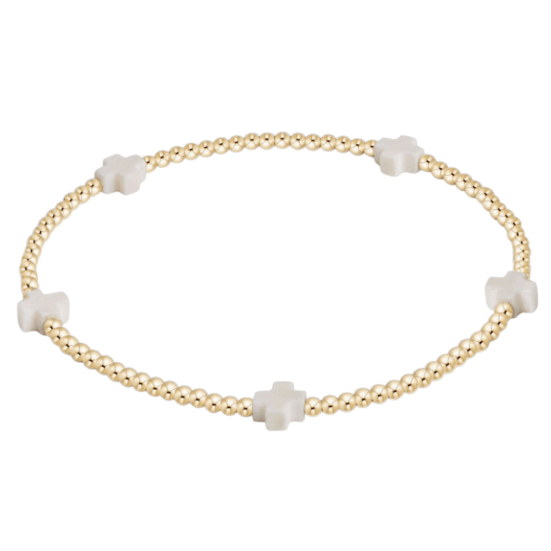 Signature Cross Small 2mm Bead Bracelet - America Womens Bracelet ENewton White 