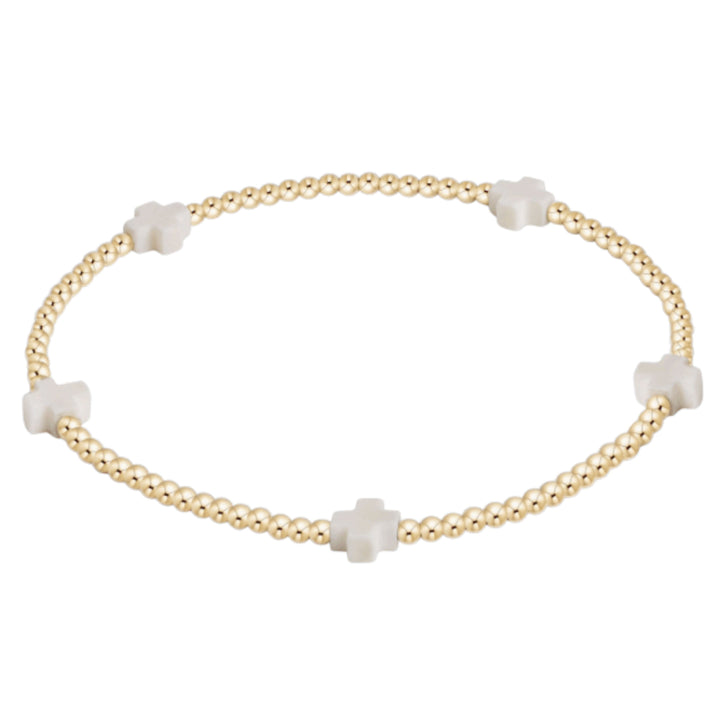 Signature Cross Small 2mm Bead Bracelet - America Womens Bracelet ENewton White 
