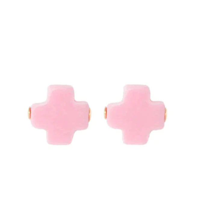 Signature Cross Studs Earrings eNewton Pink 