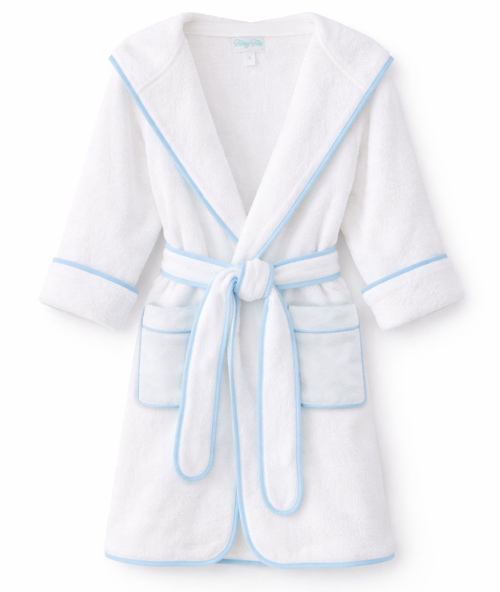 Simple Bathrobe - Blue Trim Child Robes Terry Tots 