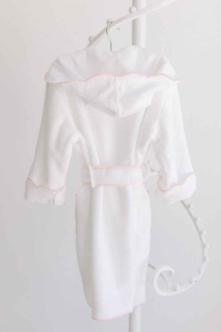 Simple Scalloped Bathrobe - Pink Trim Child Robes Terry Tots 