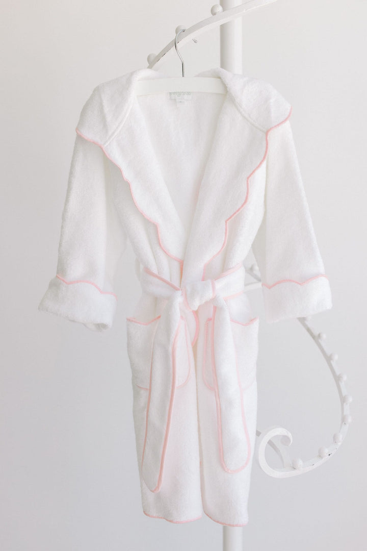 Simple Scalloped Bathrobe - Pink Trim Child Robes Terry Tots 