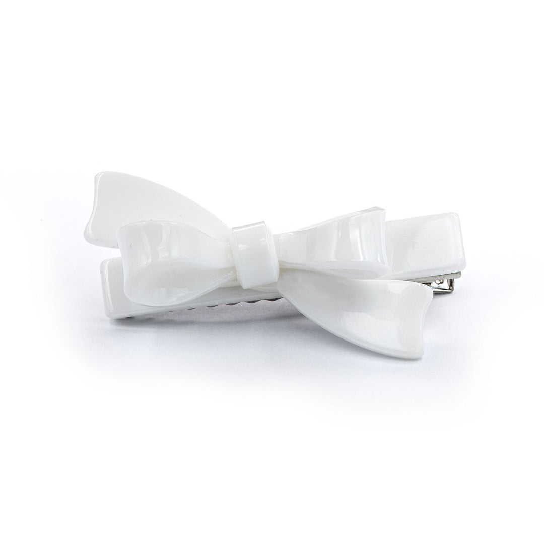 Single Bow Hair Clips Girl Hair Accessory Lilies and Roses White 