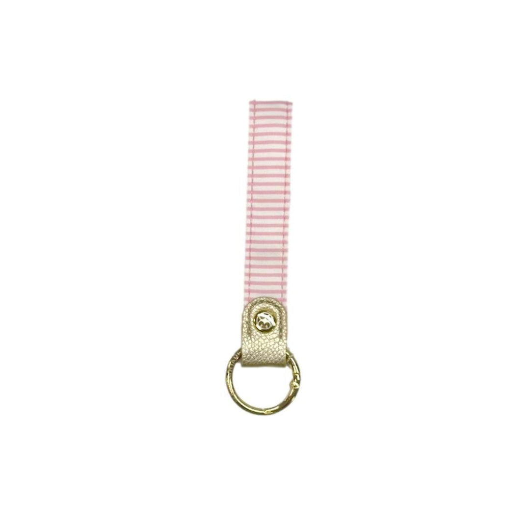 Skinny Key Fobs Keychain Mary Square Pink Stripe 