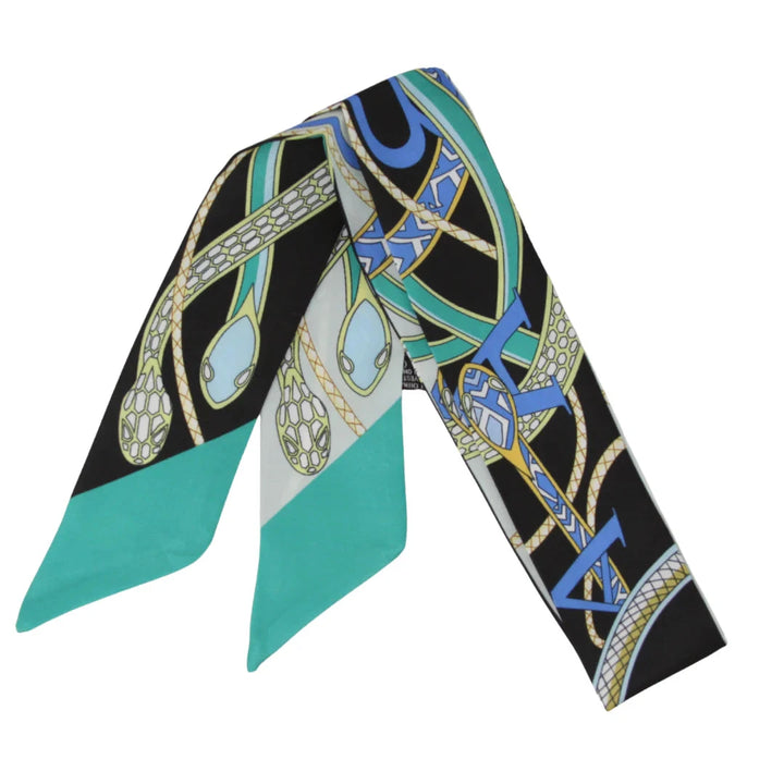 Skinny Silk Scarves Scarf Germán Fuentes Coiled Snakes - Green 