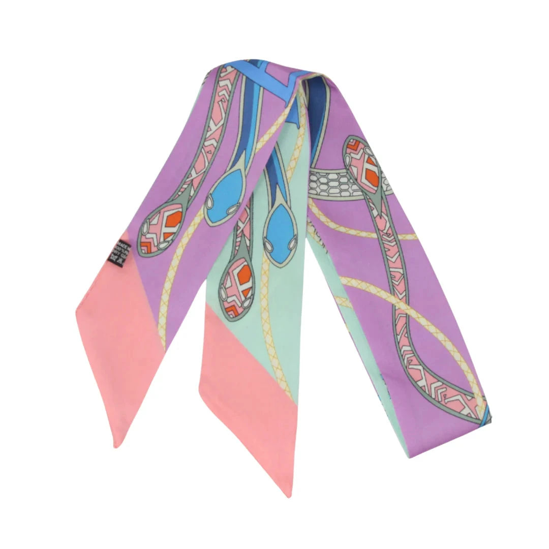 Skinny Silk Scarves Scarf Germán Fuentes Coiled Snakes - Pink 