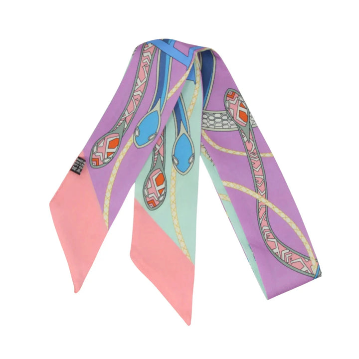 Skinny Silk Scarves Scarf Germán Fuentes Coiled Snakes - Pink 