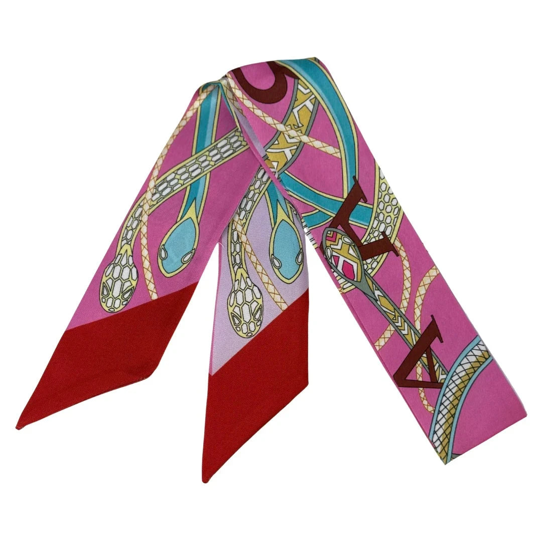 Skinny Silk Scarves Scarf Germán Fuentes Coiled Snakes - Red 