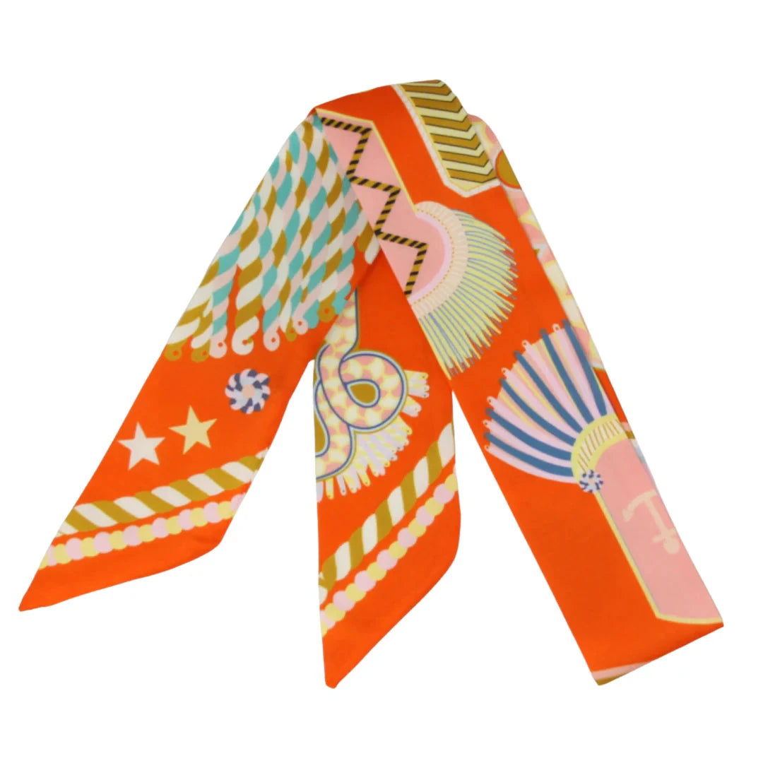 Skinny Silk Scarves Scarf Germán Fuentes Festive Rainbow Parade - Orange 