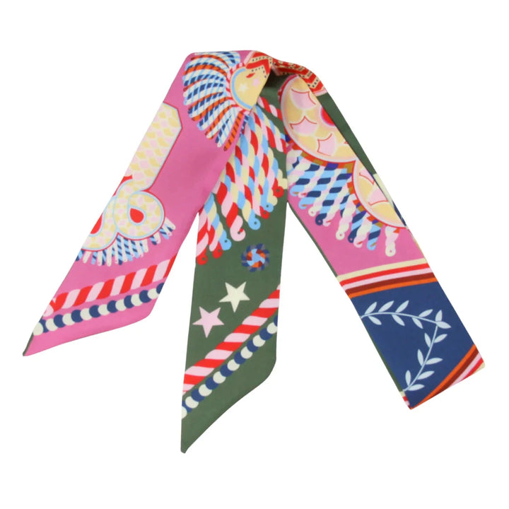 Skinny Silk Scarves Scarf Germán Fuentes Festive Rainbow Parade - Pink 