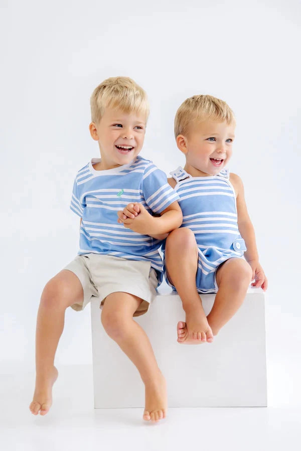 Skipper Sunsuit - Saddle Ridge Stripe Sarasota Sky Boy Bubble Beaufort Bonnet 
